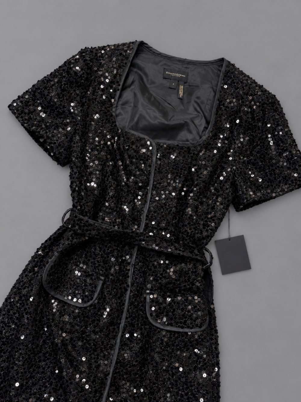 Donna Karan New York Sequin Belted Dress – Size 4 - Picture 2 of 2
